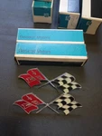 58-60 C1 Corvette Front Fender Cross Flag Emblems Nos Gm PAIR#3767507 1958-1960. Fixed Price $99.00.