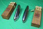 Nos 1949-50 Ford Custom Chrome Front Bumper Guards Deluxe Crestliner Convert. Fixed Price $180.00.