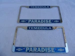 Nos Paradise Chevrolet Temecula California License Plate Frame Set Tag Metal. Fixed Price $44.99.