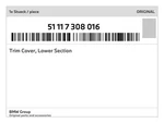 Genuine Bmw Trim Cover, Lower Section 51-11-7-308-016 New. Fixed Price $557.67.