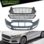 Front Bumper Cover & Upper And Lower Chrome Grille 13-16 Ford Fusion. Fixed Price $139.57.